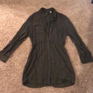 BDG olive button up mini dress